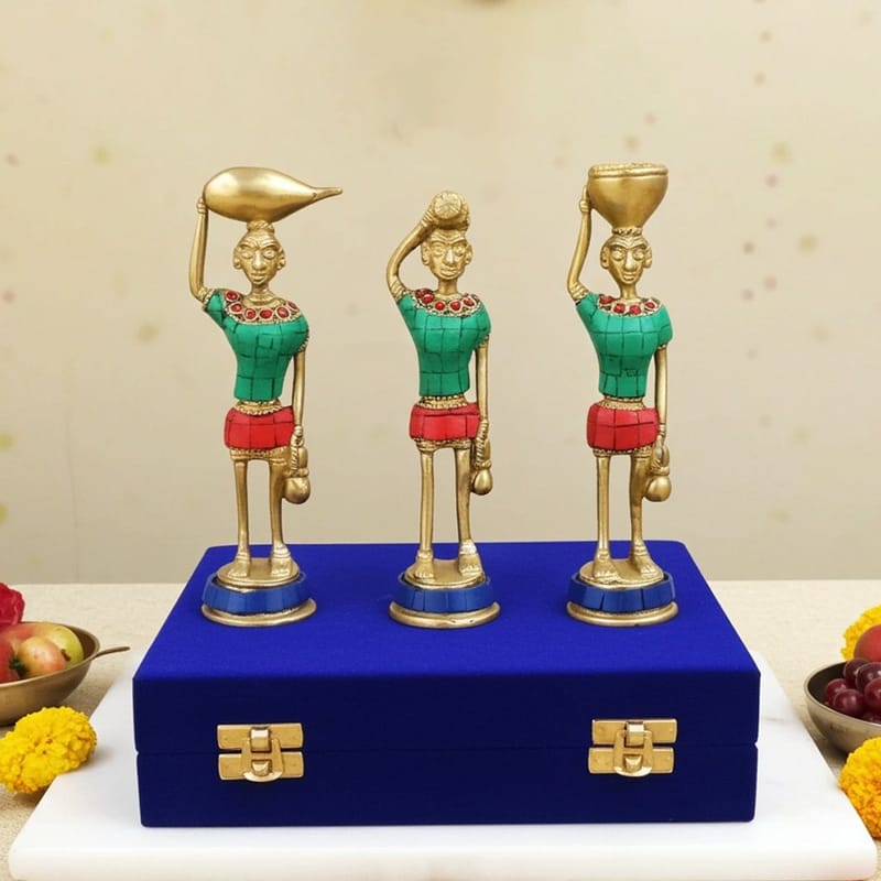 Handcrafted Brass Rajasthani Musical Set Of 3 for Showpiece