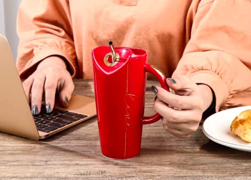 Ceramic Heart Shaped Mug Cup with Sipper - ArtyCraftz