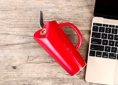 Ceramic Heart Shaped Mug Cup with Sipper - ArtyCraftz