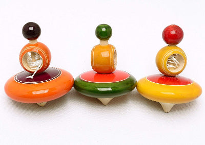 Channapatna Self Winding Pull String Wooden Playing Tops - ArtyCraftz
