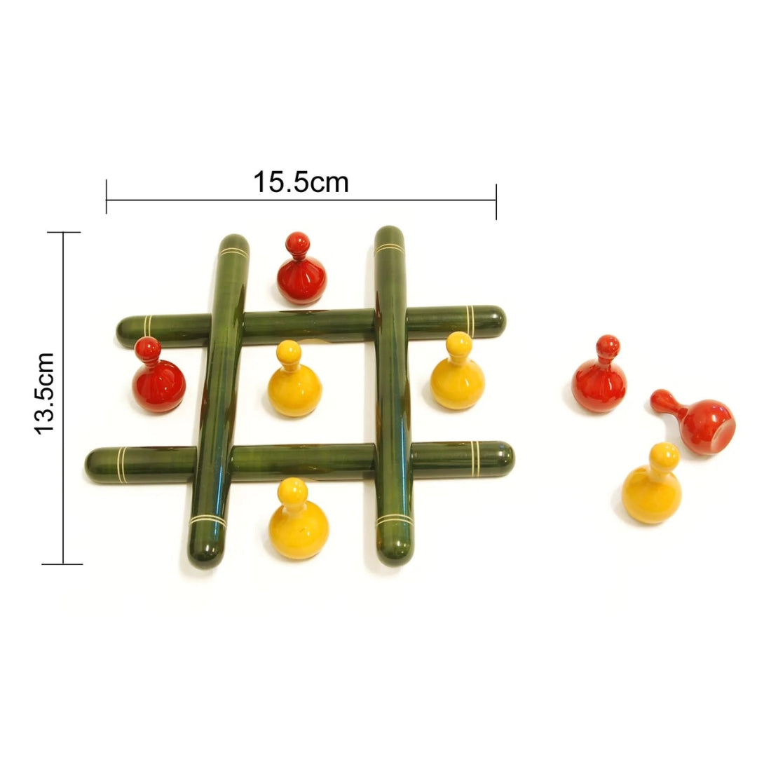 Channnapatna Wooden Tic-Tac-Toe Game – Traditional Handmade Strategy Game