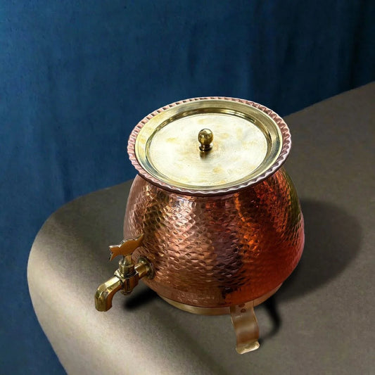 Copper Water Dispenser With Lid and Stand