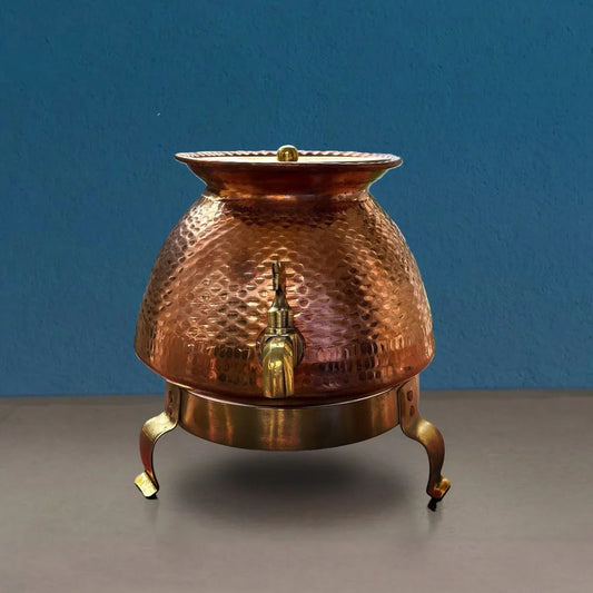 Copper Water Dispenser With Lid and Stand