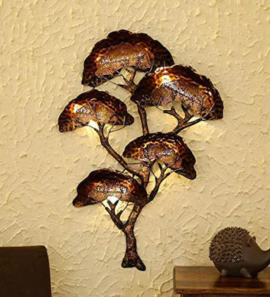 Metal Tree Wall Art Fairy Light with Flower Leaves Living Room Home Decor( with Led ) - ArtyCraftz.com