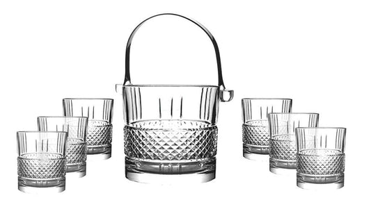 Crystal Glass Ice Bucket Set with Glasses and Tong - ArtyCraftz