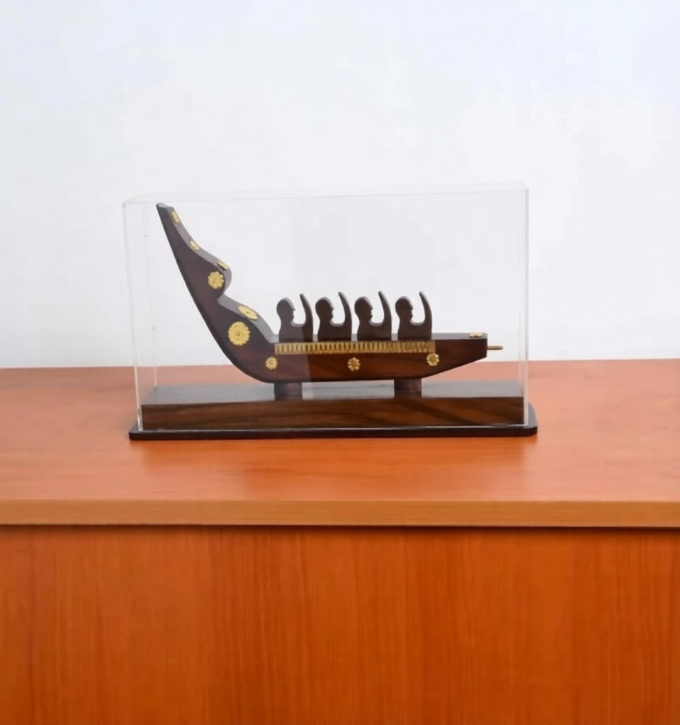  Kerala Snake Boat Decorative Showpiece with Display Case-ArtyCraftz.com