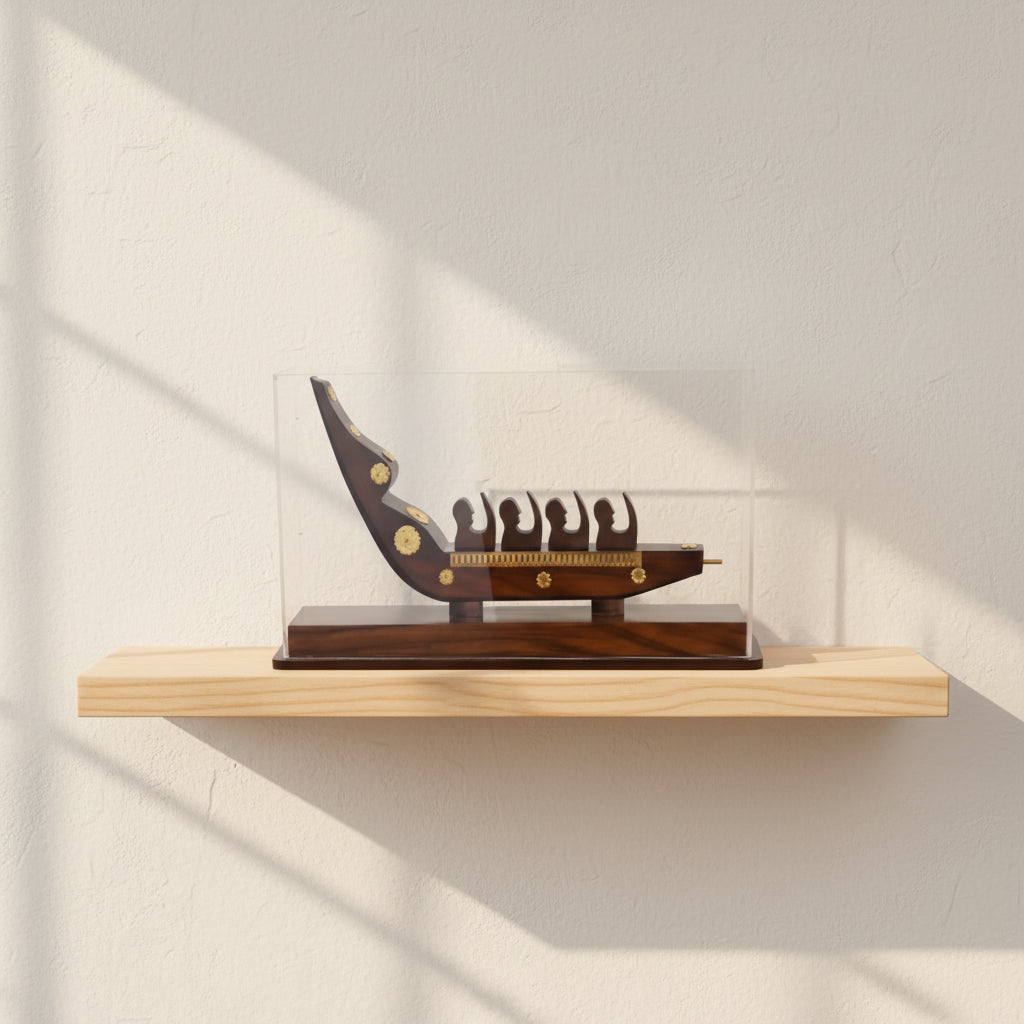  Kerala Snake Boat Decorative Showpiece with Display Case-ArtyCraftz.com
