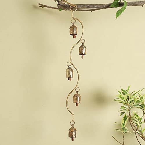Decorative Antique Kutch Copper Coated 5 Bell Climber Hanging - ArtyCraftz