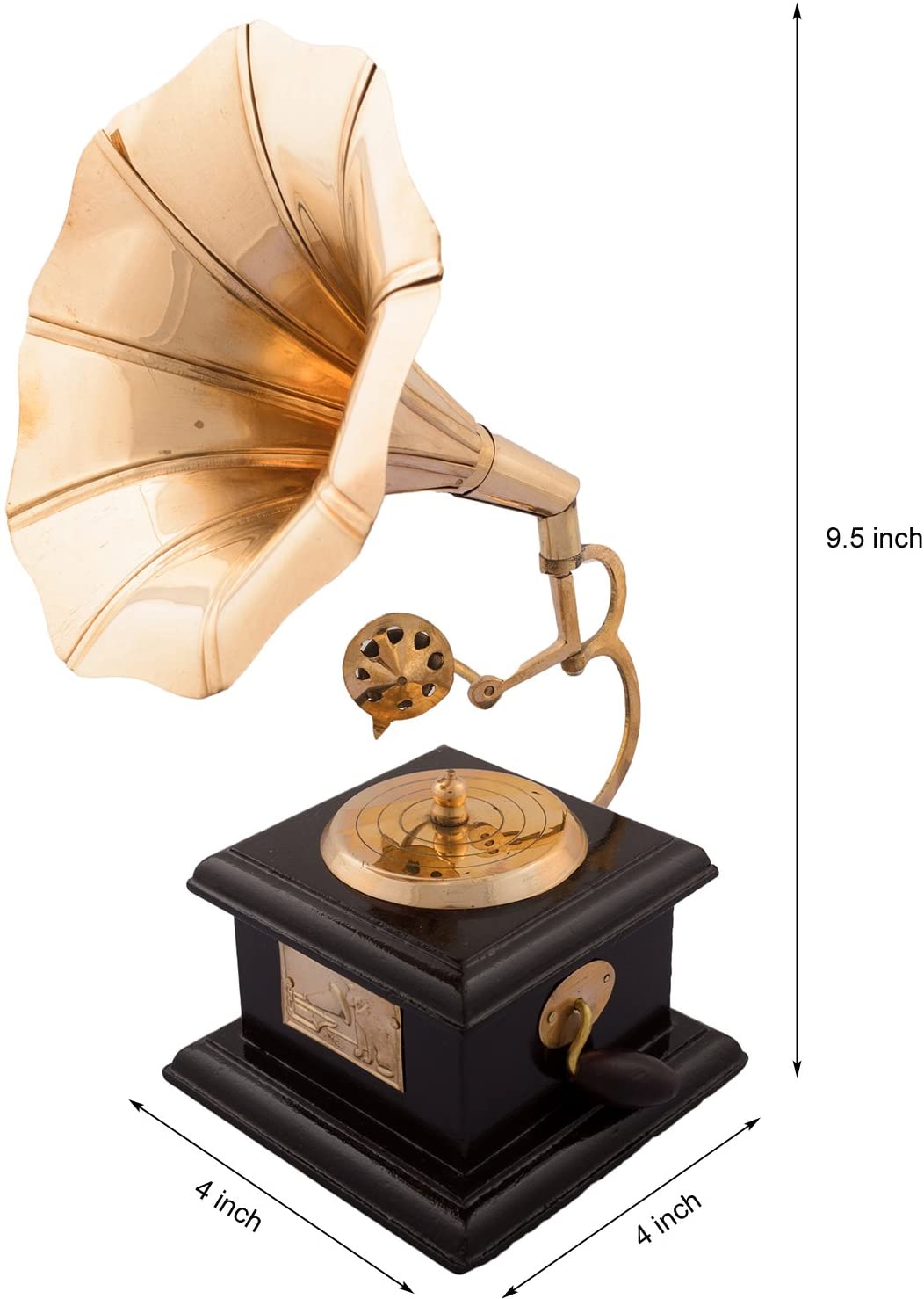 Antique Handcrafted Brass Gramophone, Music Shelf Table Decorative Showpiece