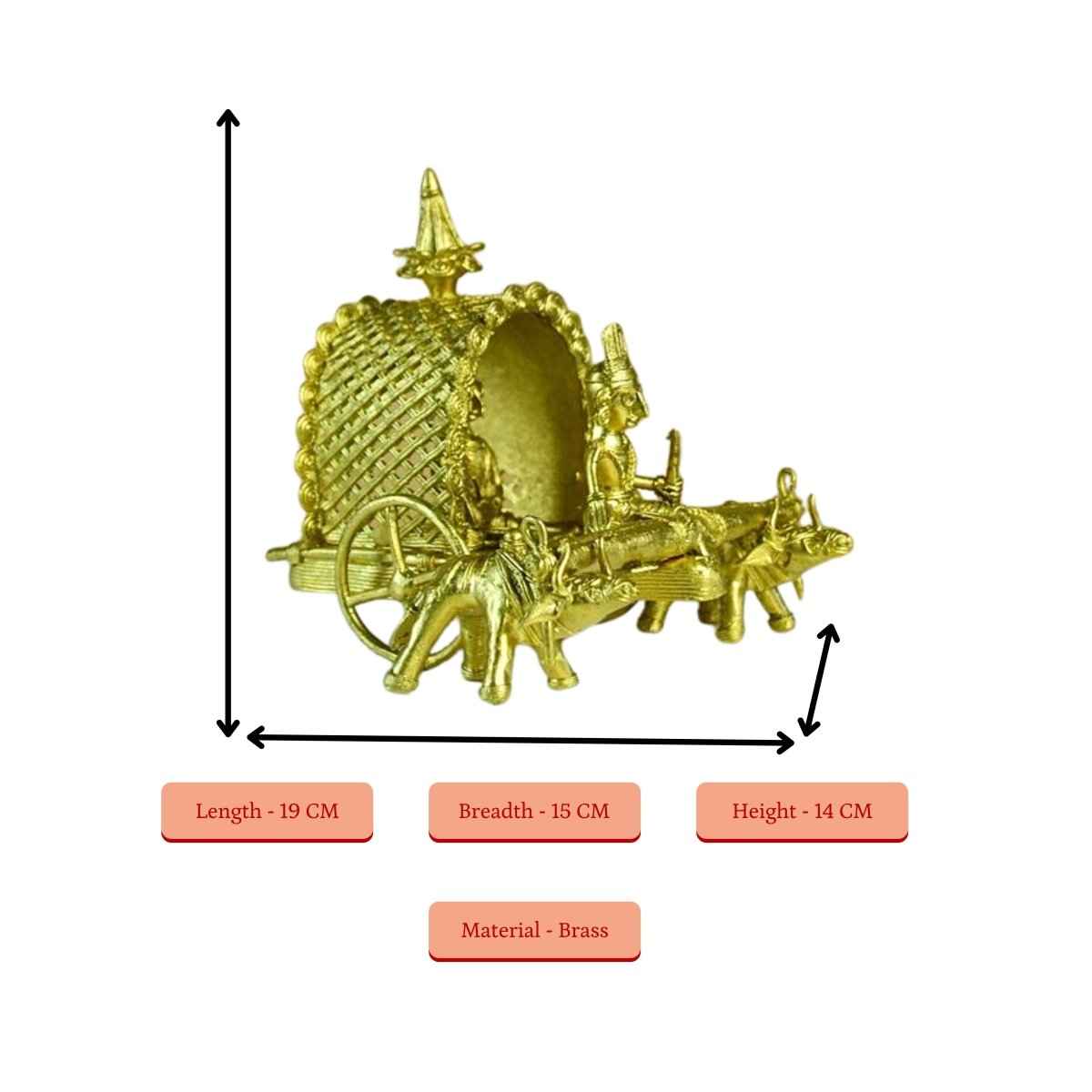Dhokra Art Brass Decor - Cow Cart