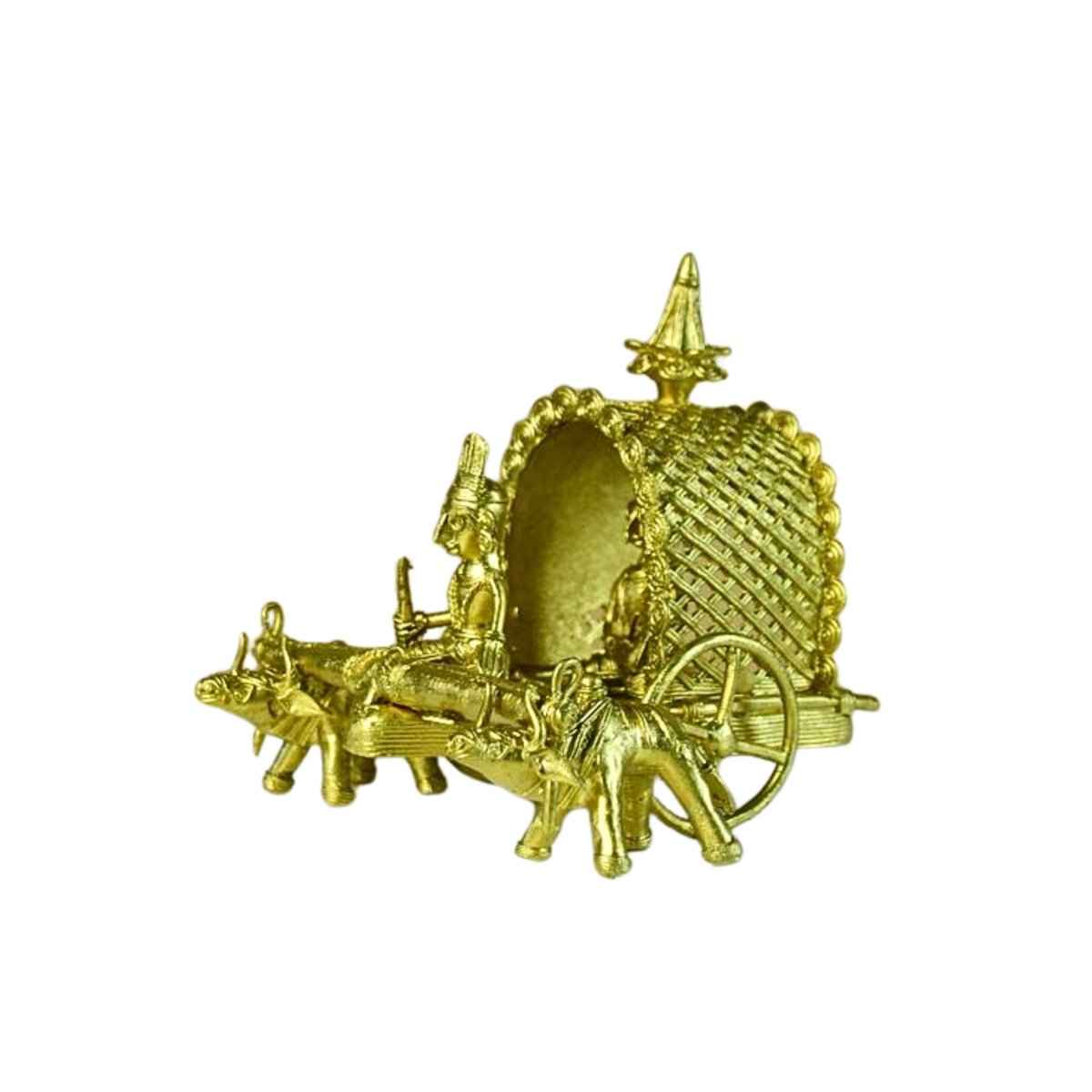 Dhokra Art Brass Decor - Cow Cart