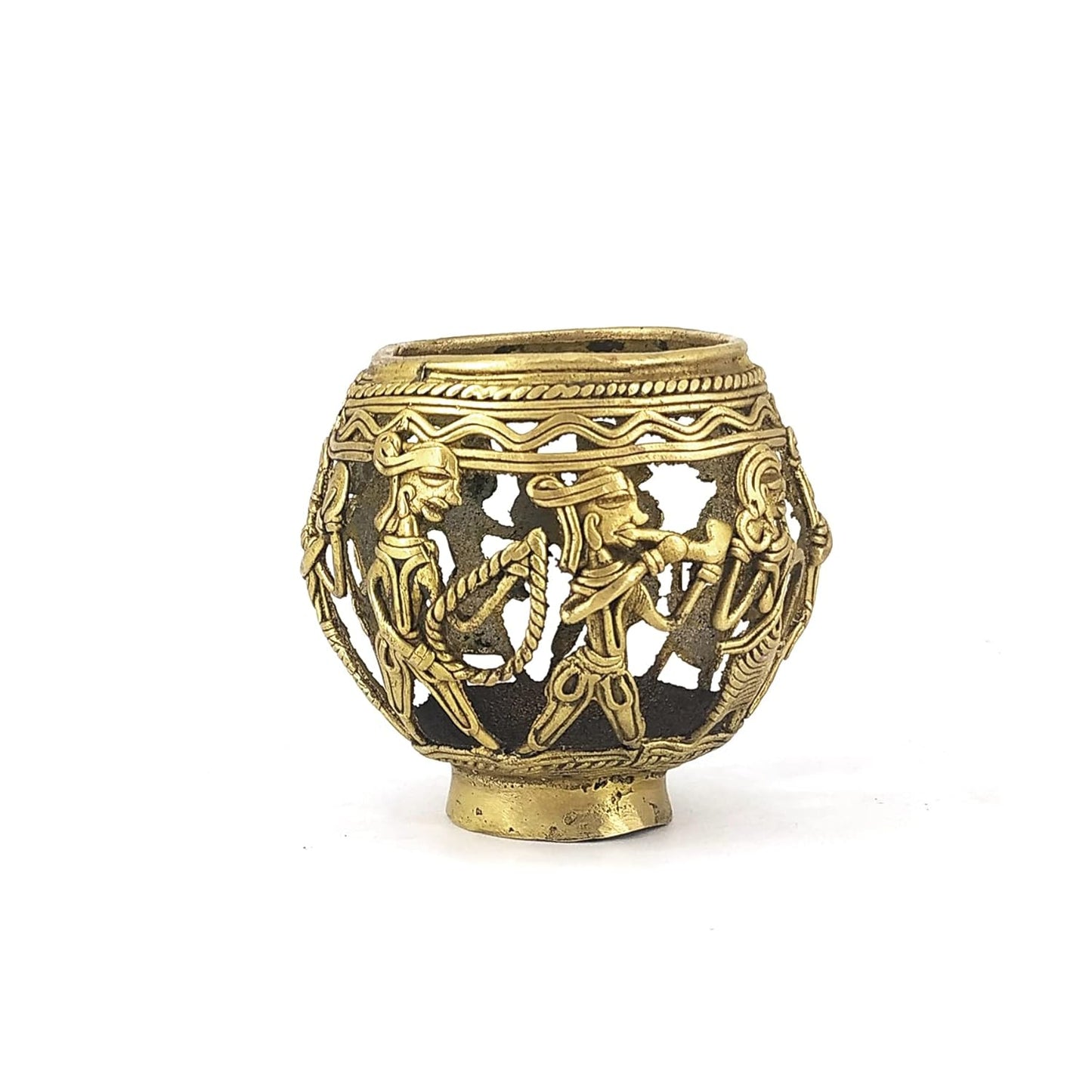 Dhokra Art Brass Tribal Dancers Penstand - ArtyCraftz