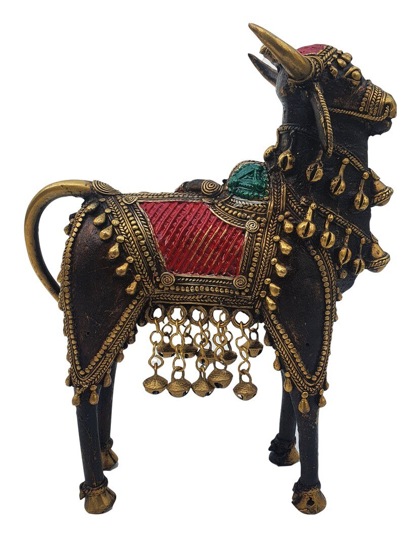 Dhokra Art Five Legged Nandi Statue - ArtyCraftz