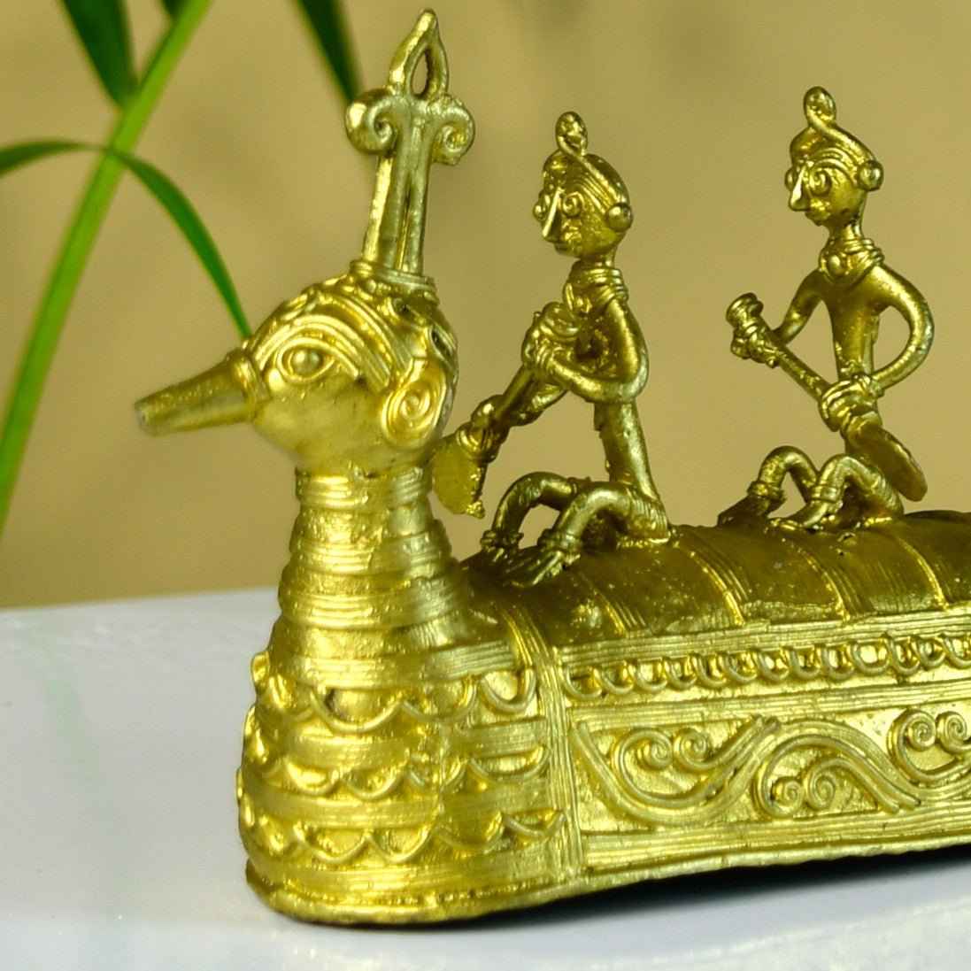 Brass Dhokra Art Boat Tabletop Showpiece