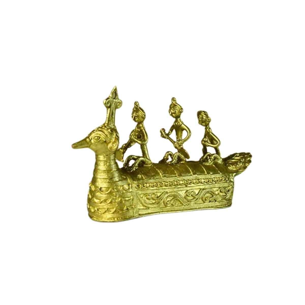 Brass Dhokra Art Boat Tabletop Showpiece