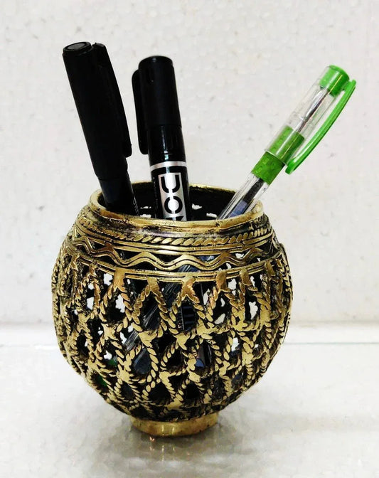 Dhokra Brass Water Droplets Penstand - ArtyCraftz