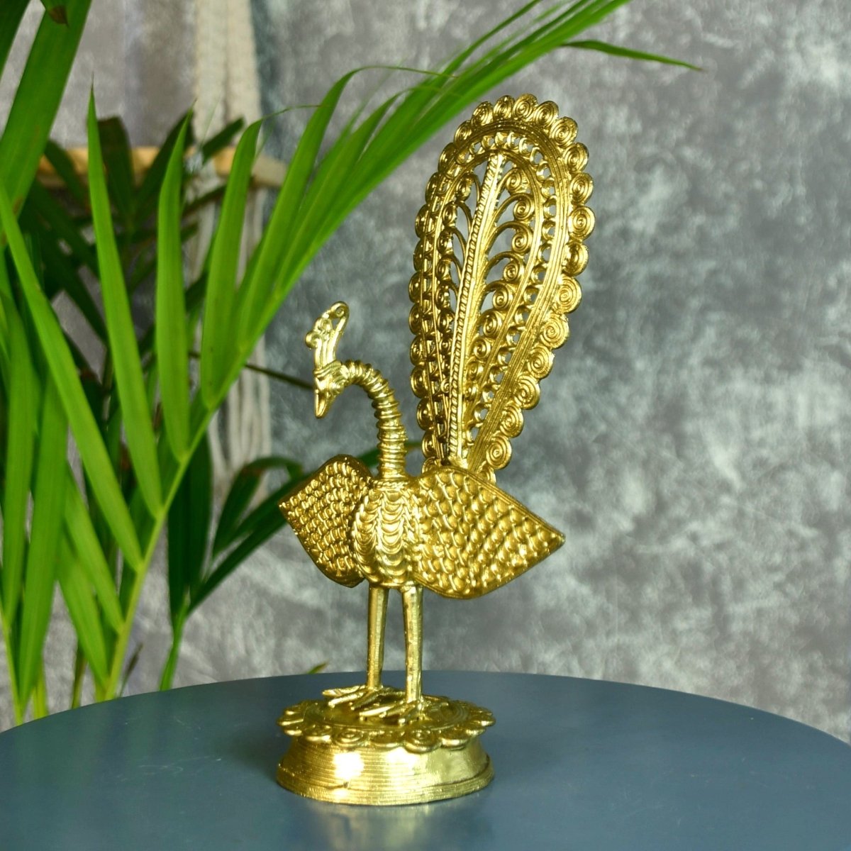 Dhokra Art Tabletop Peacock Showpiece