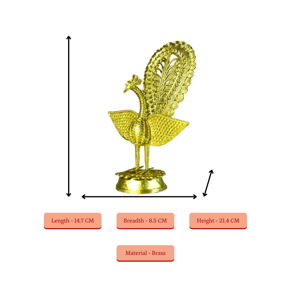 Dhokra Art Tabletop Peacock Showpiece