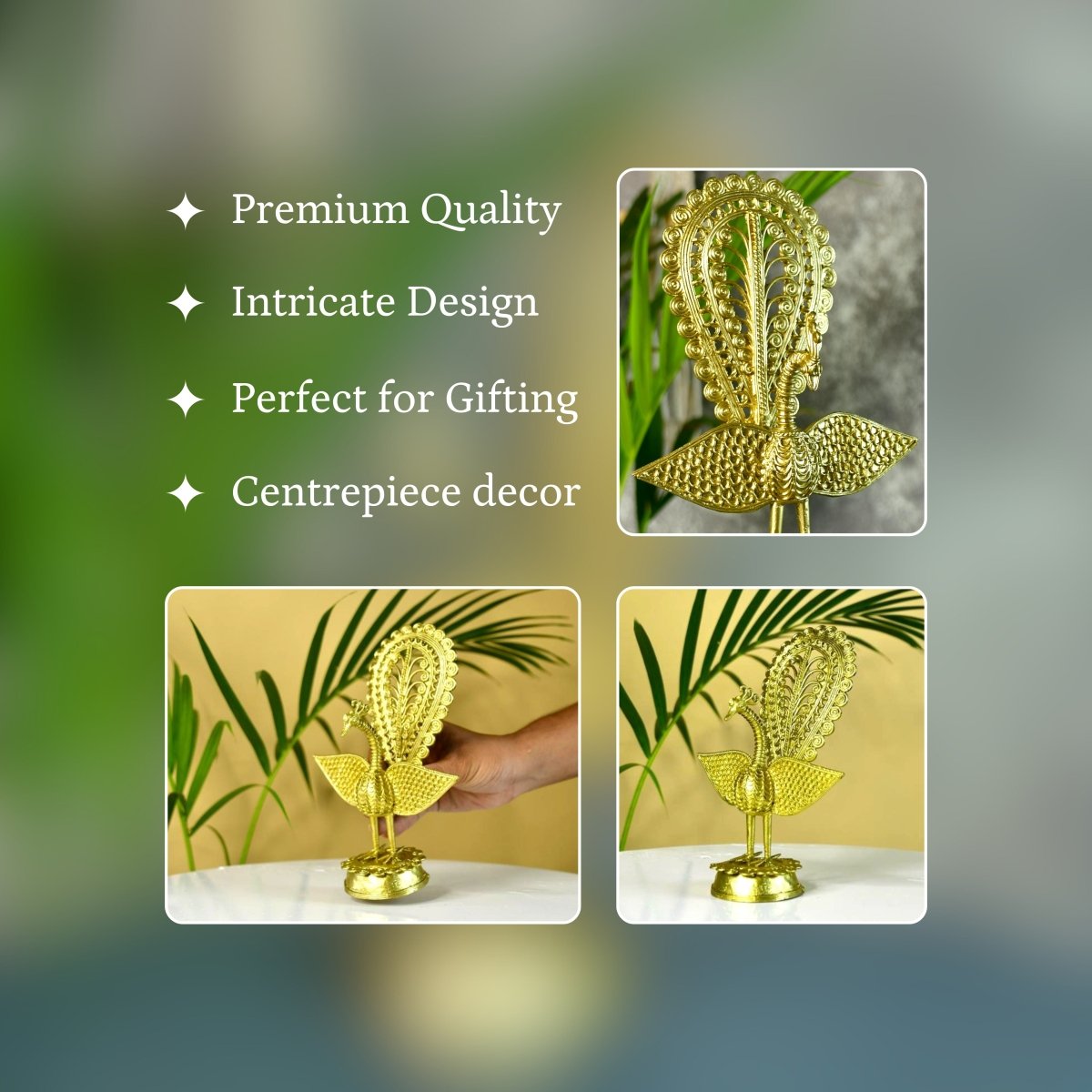 Dhokra Art Tabletop Peacock Showpiece