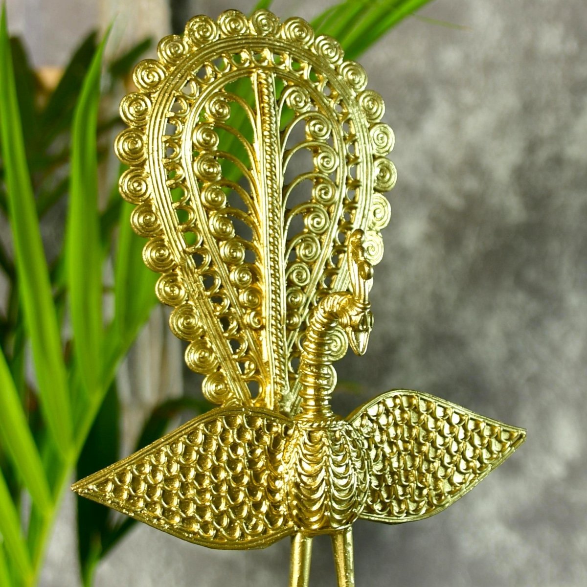 Dhokra Art Tabletop Peacock Showpiece