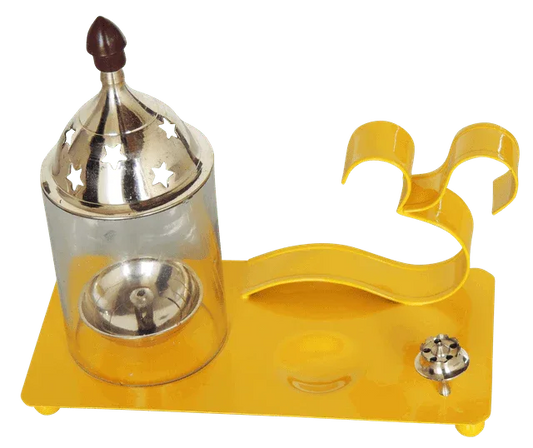 diwali decoration Iron & Brass Om Chimney Deepak yellow - ArtyCraftz.com