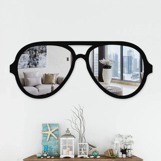 Sunglasses Shape Wall Mirror With Black Finish Frame
