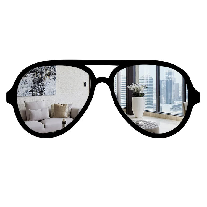Sunglasses Shape Wall Mirror With Black Finish Frame