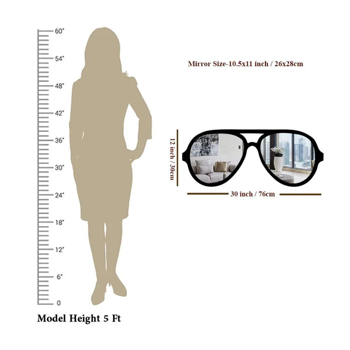 Sunglasses Shape Wall Mirror With Black Finish Frame