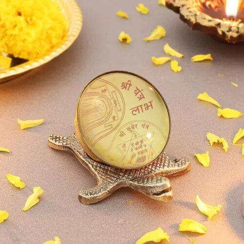 Brass Shree Yantra On Tortoise Vastu piece