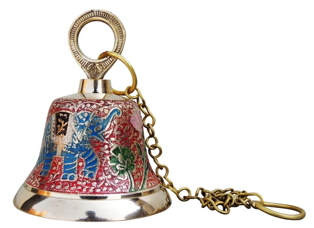 Decorative Brass Hanging Bell with Elephant Motif-ArtyCraftz.com
