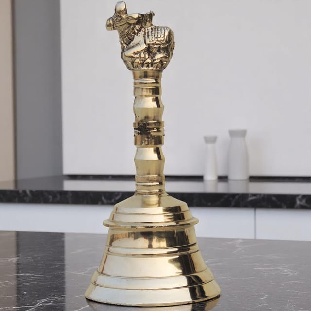 Handcrafted brass Nandi bell for pooja and temple rituals- ArtyCraftz.com