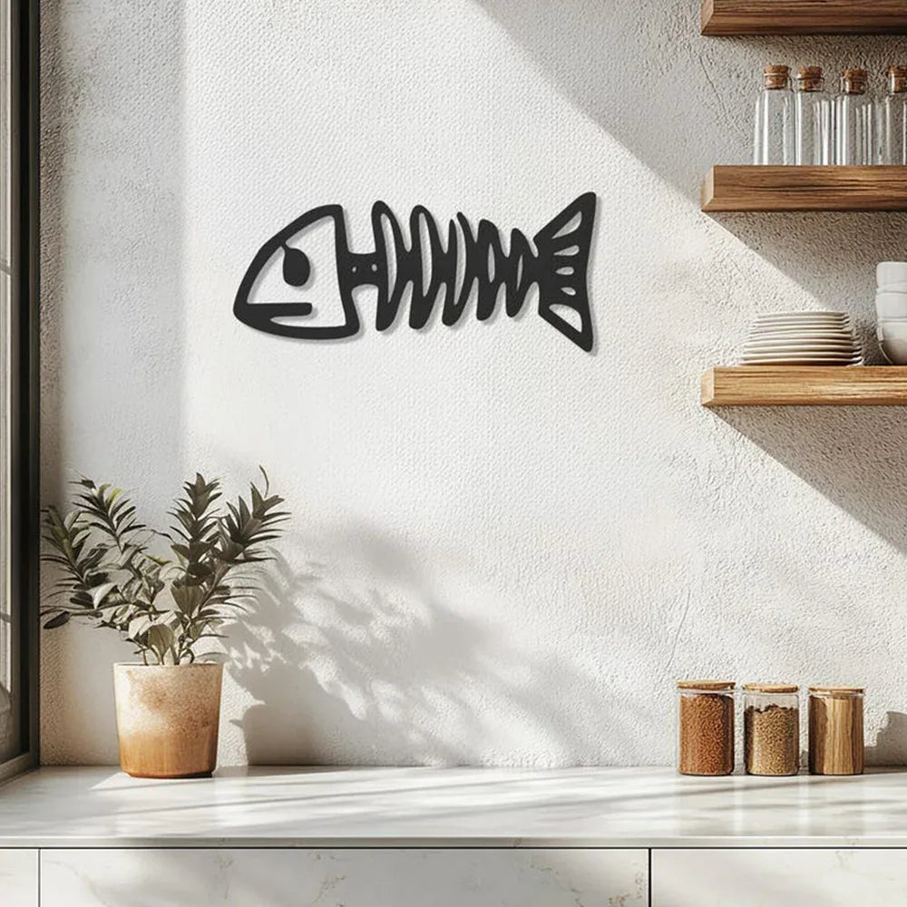 Fish Skeleton Metal Wall Art Modern Decor Artwork
