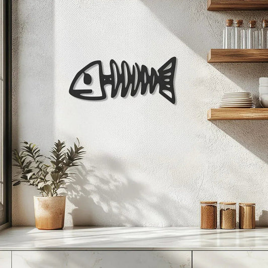 Fish Skeleton Metal Wall Art Modern Decor Artwork