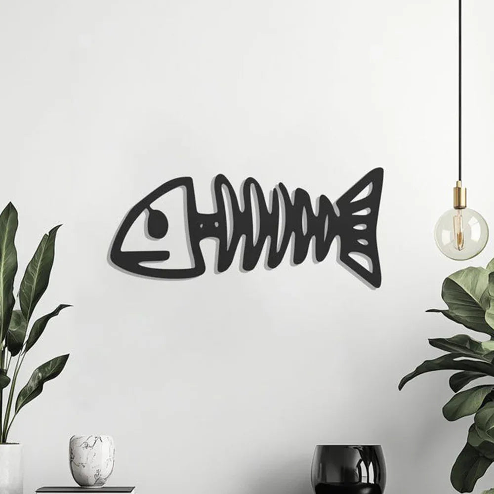 Fish Skeleton Metal Wall Art Modern Decor Artwork