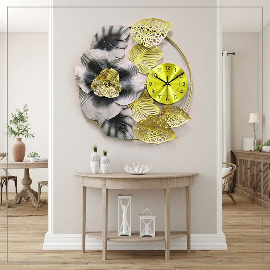 Flower and Leaves Metal Clock - ArtyCraftz