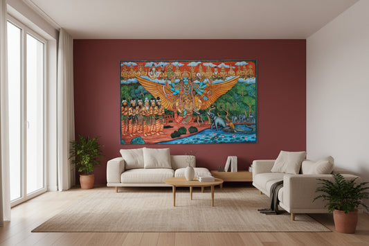 Gajendra Moksham Kerala Wall Mural Painting-ArtyCraftz.com