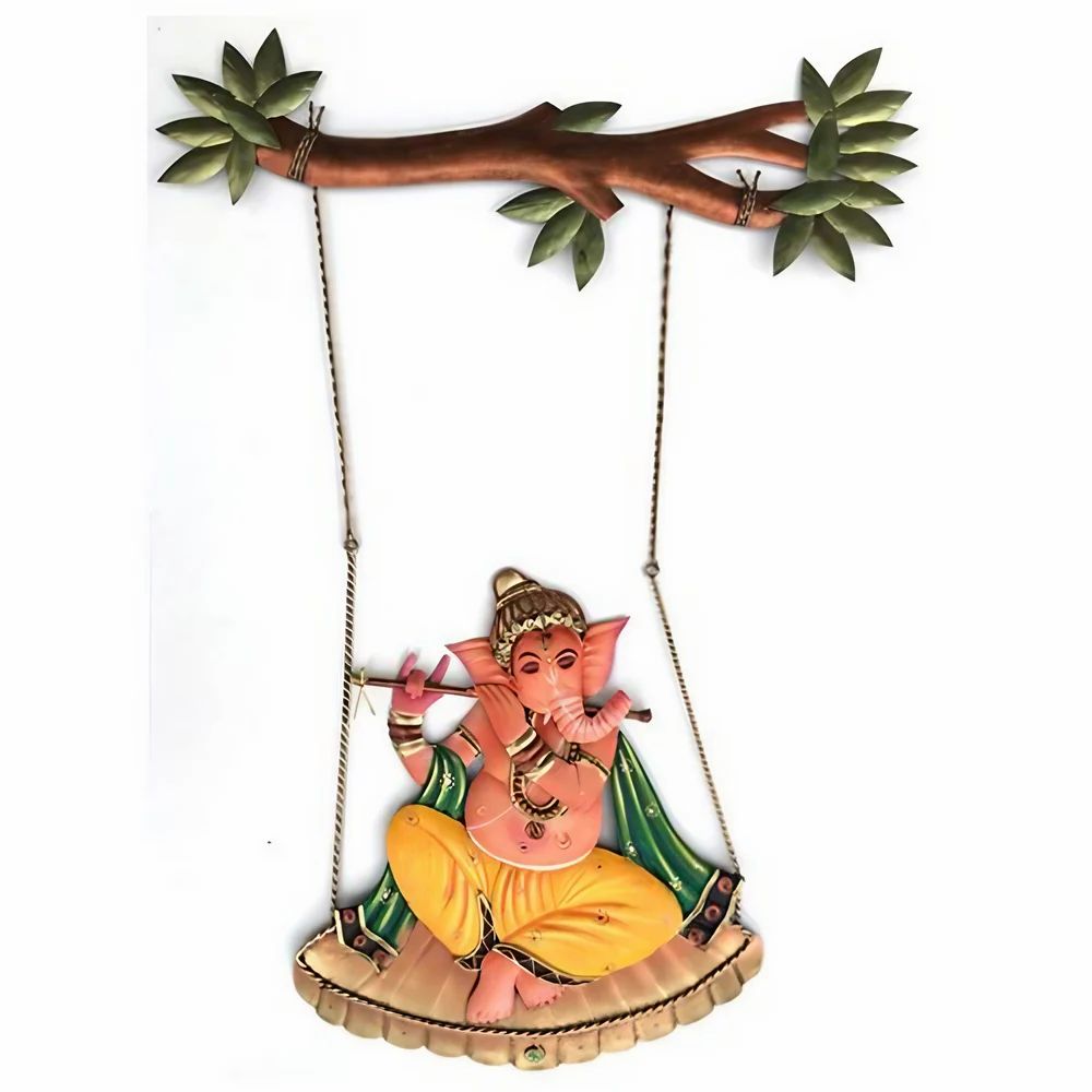 Handcrafted iron Ganesha swing wall hanging for home and pooja room decor- ArtyCraftz.com