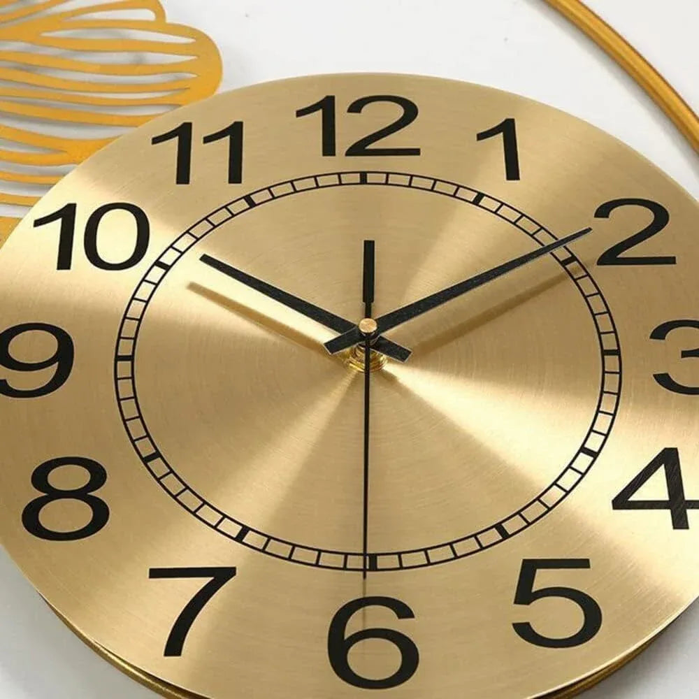 Ginko Leaves on Crescent Moon Wall Clock - ArtyCraftz