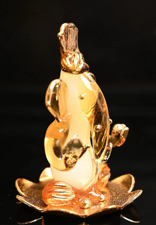 Glass Ganesh on Lotus Base Car Dashboard Idol - ArtyCraftz