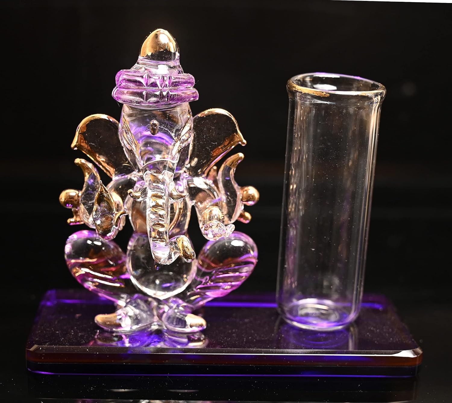 Glass Ganesha with Penstand Idol for Car Dashboard - ArtyCraftz