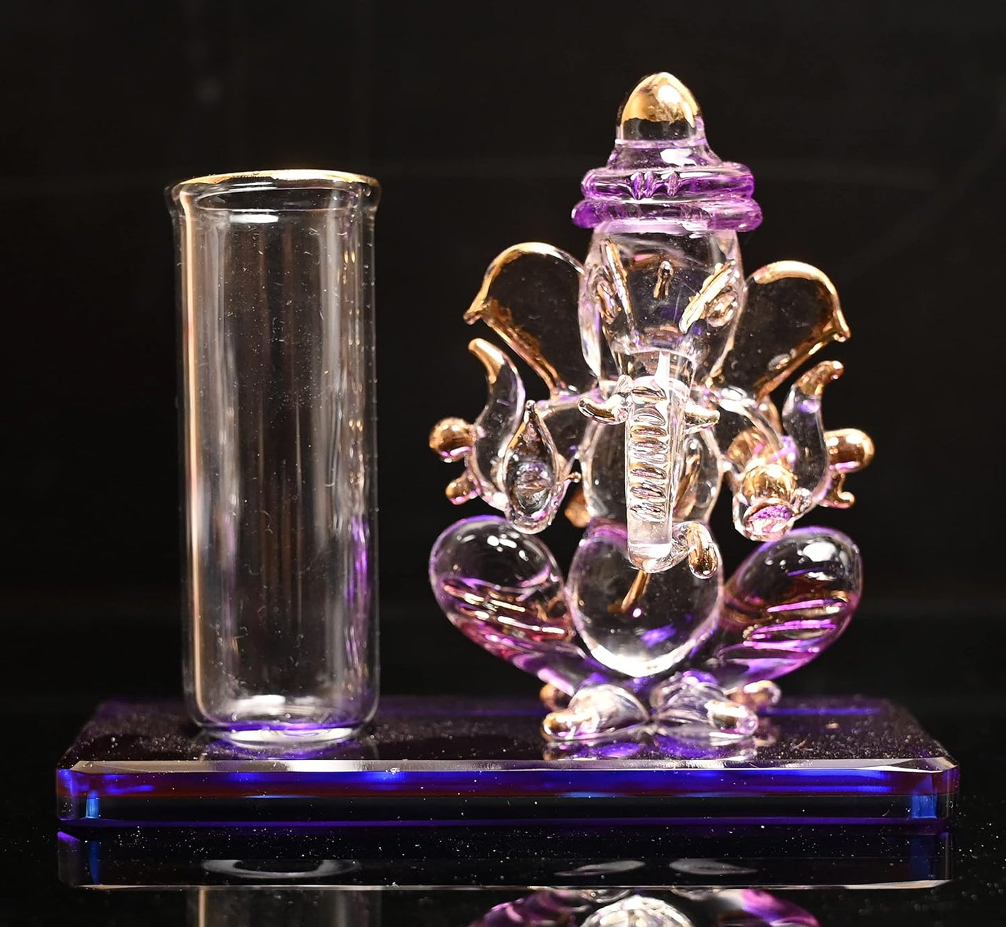 Glass Ganesha with Penstand Idol for Car Dashboard - ArtyCraftz
