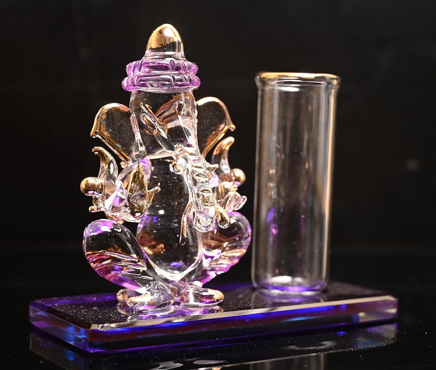 Glass Ganesha with Penstand Idol for Car Dashboard - ArtyCraftz