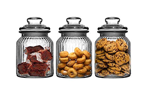 Glass Ribbed Canister with Lid - ArtyCraftz