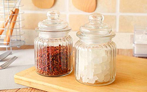 Glass Ribbed Canister with Lid - ArtyCraftz