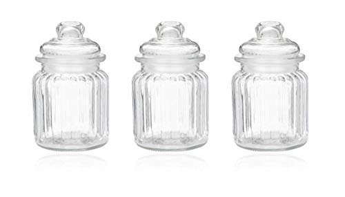 Glass Ribbed Canister with Lid - ArtyCraftz