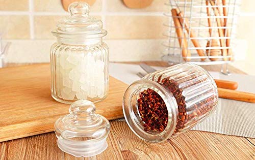 Glass Ribbed Canister with Lid - ArtyCraftz