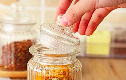 Glass Ribbed Canister with Lid - ArtyCraftz