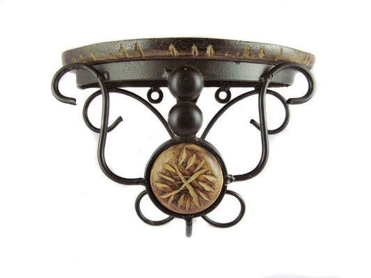 Glossy Wood and Wrought Iron Wall Shelf - ArtyCraftz