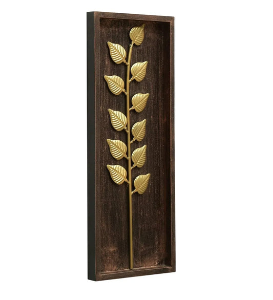 Gold Iron Titan Leaf Wall Decor Native Hanging & Mounted Art Sculpture (Size 8 x 20 inches) - ArtyCraftz