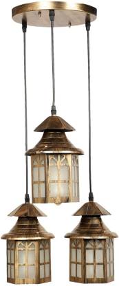 Gold Toned Frost Glass Cluster Pendant Lamp - ArtyCraftz